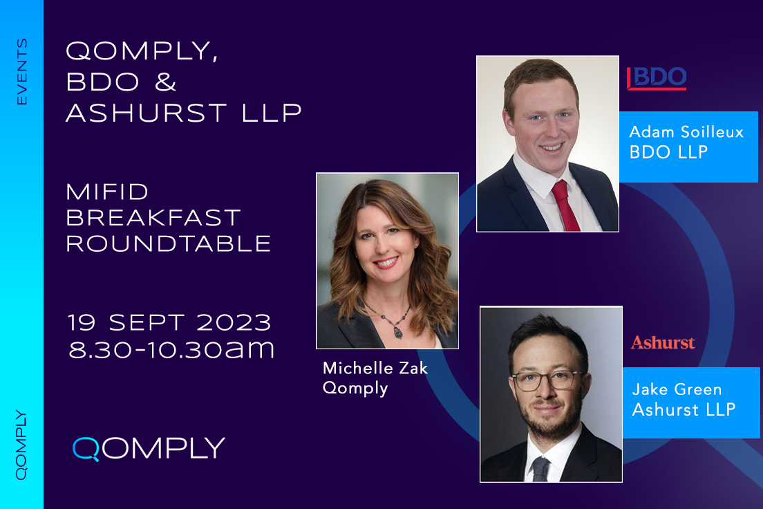 Register for Qomply's Breakfast Roundtable Event on MiFID - 19 Sept 2023