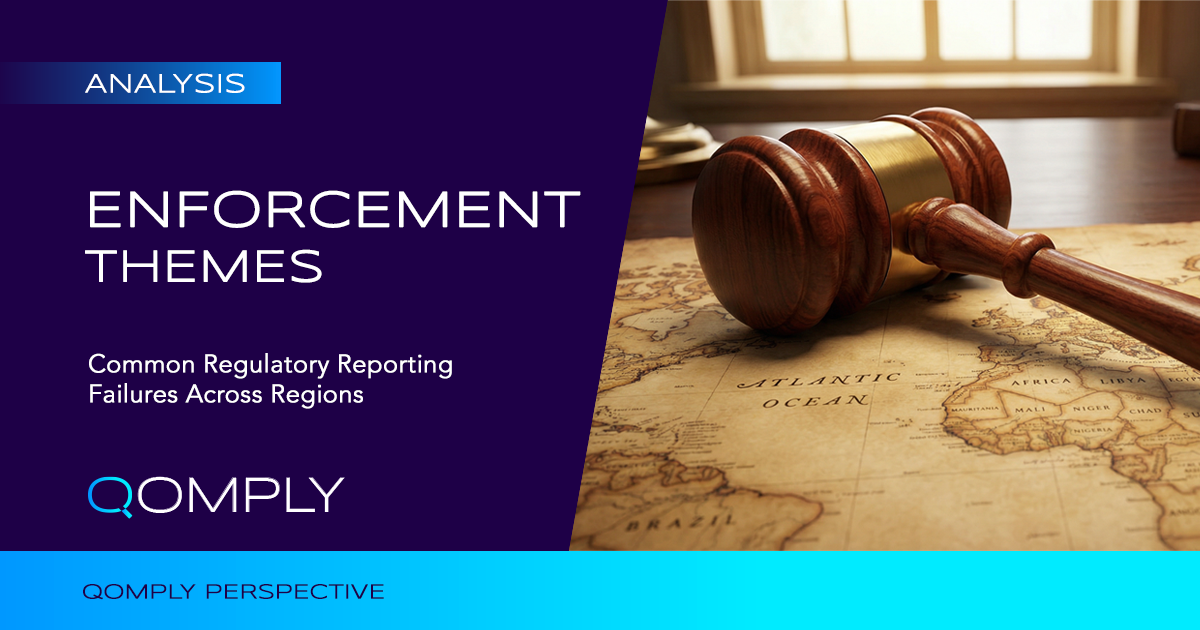 Common regulatory reporting failures across regions: missing reporting, inaccurate data, late submissions, weak governance, slow remediation.